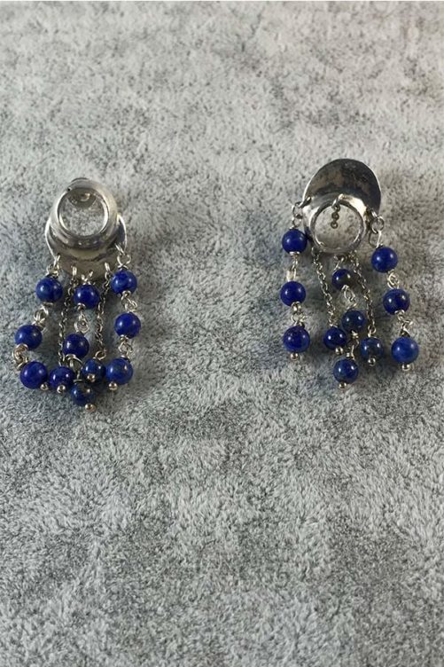 boucles oreilles argent lapis